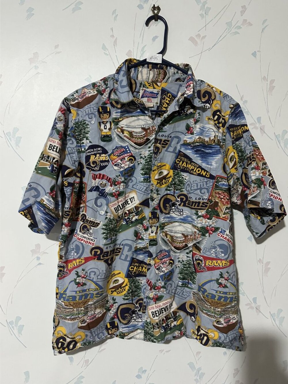 Reyn Spooner NFL St. Louis Rams Super Bowl Hawaiian Shirt M Cotton Short Sleeve